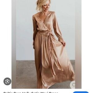 Baltic Born Satin Maxi Dress in Gold